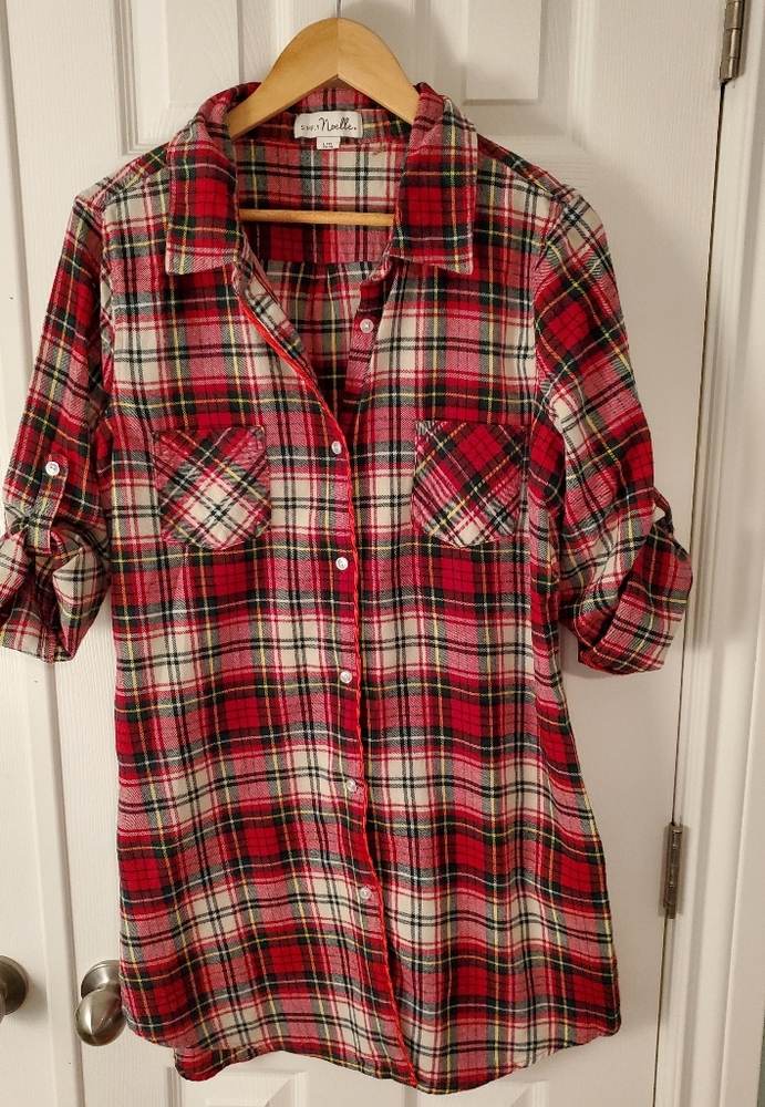 NWOT plaid nightshirt and red socks